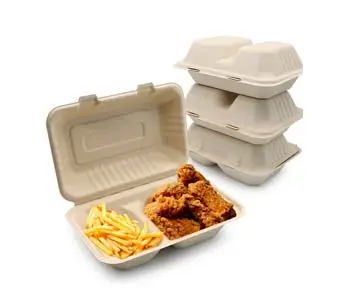 Salade de restaurant à fibres végétales, réfrigérateur biodégradable empilable au micro-ondes 850 ml