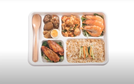 Plateau à compartiments en fibre de bagasse, canne à sucre compostable